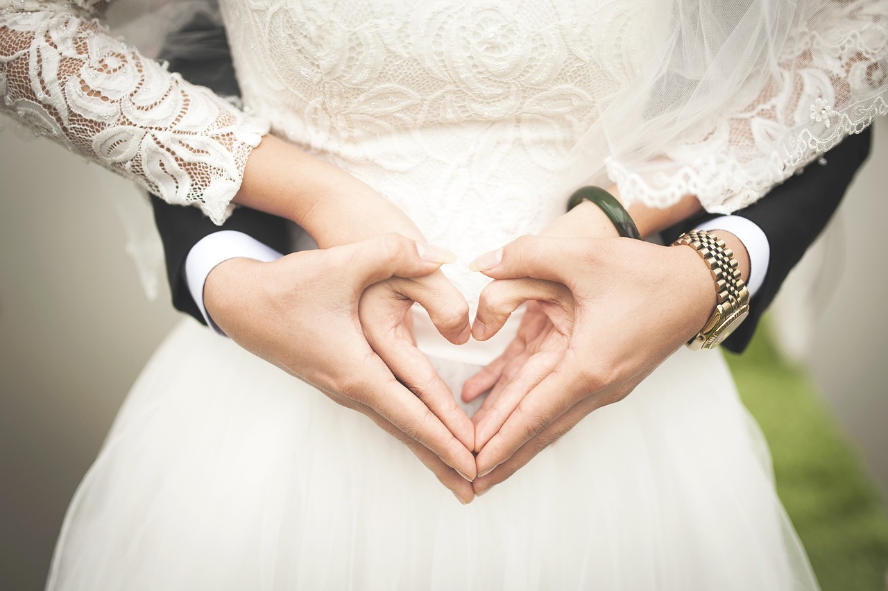 Couple making a heart with their hands